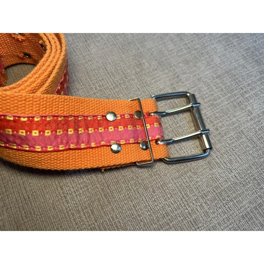 Handmade Bohemian Canvas Belt Womens One Size Double Prong Grommet